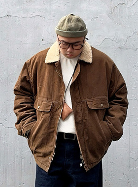 oops鹅噗丝大码羊羔绒夹克秋冬外套日系宽松大口袋街头风格保暖潮