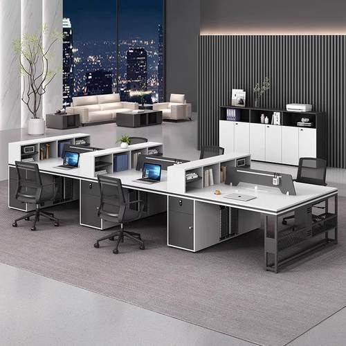 职员办公桌简约现代桌椅组合4人位6四双员工位财务办公室高柜桌子