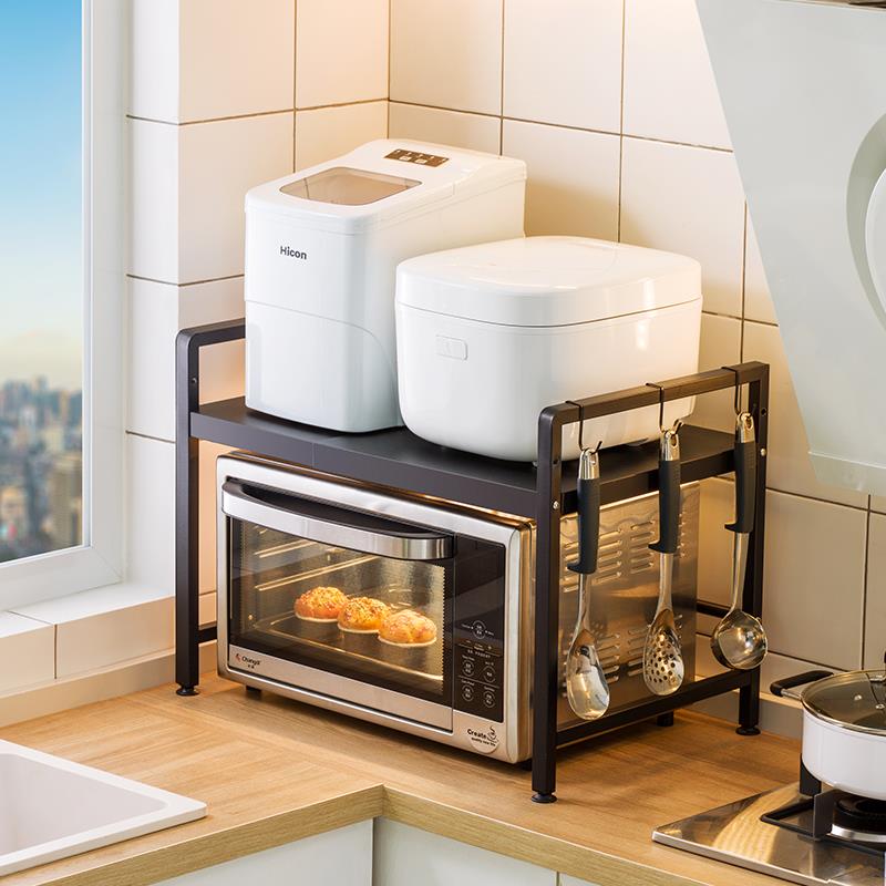 可伸缩桌面微波炉置物架厨房家用台面多功能放锅收纳层架烤箱支架
