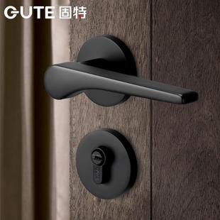 固特静音门锁室内卧室通用型分体锁家用黑色木门把手房门锁具安全