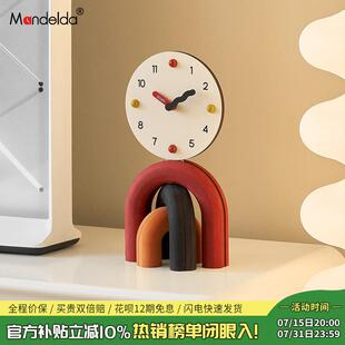 mandelda客厅桌面摆件家居饰品电视柜玄关创意简约座钟酒柜装饰品