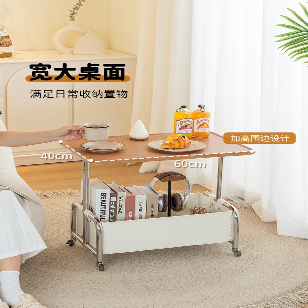 #可移动沙发边几简约小推车茶几轻奢感中古床头边柜置物MKBJ-038