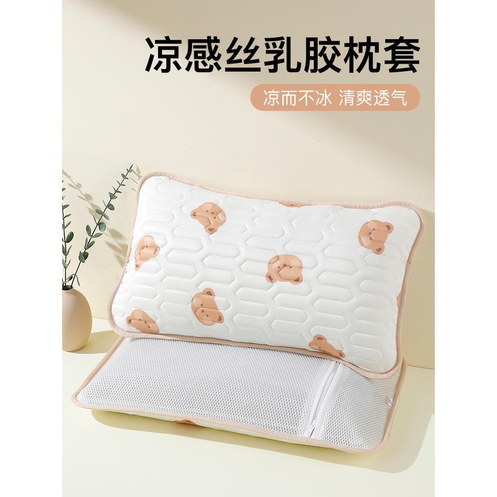乳胶枕头套一对装夏季凉枕冰丝枕套45cmx75cm单个大号枕芯内胆套