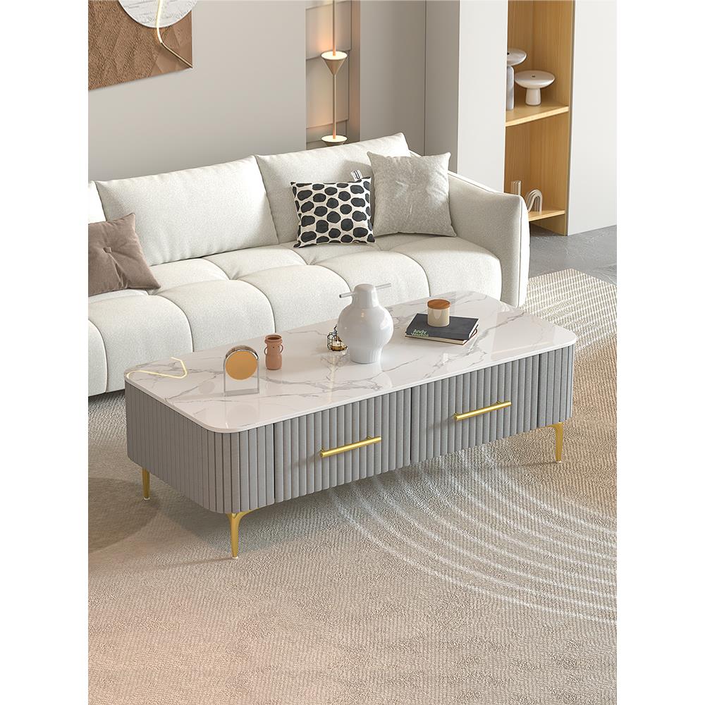 茶几岩板客厅家用轻奢现代简约小户型2024新款高级茶几电视柜组合