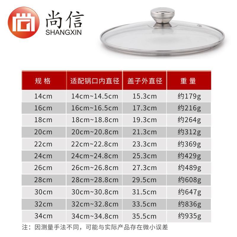 钢化玻璃锅盖小号16奶锅玻璃平底炒锅盖子大号2 26通用汤