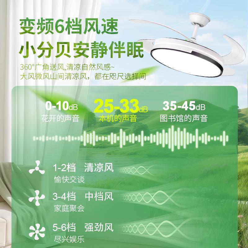 变频隐形风扇灯客厅餐厅家用2025新款吊扇灯卧室一体带电风扇吊灯