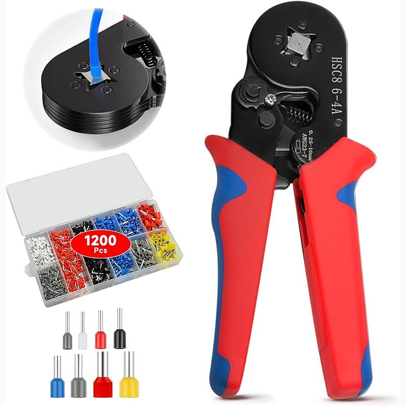 管型端子压线钳HSC8 6-4针型4边型压接钳冷压欧式压线钳棘轮AWG23