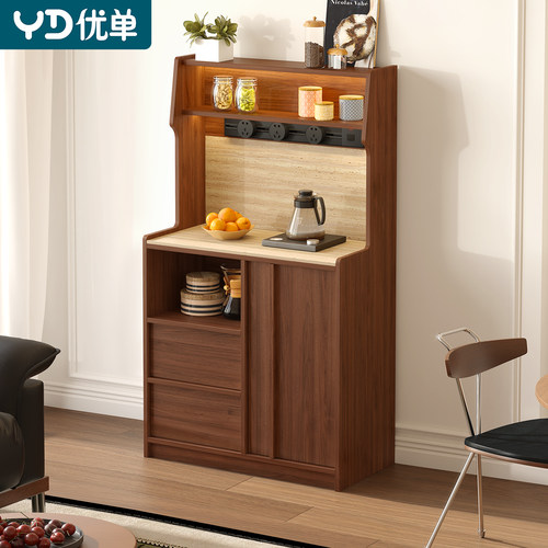 实木新型餐边柜岩板储物柜茶水柜
