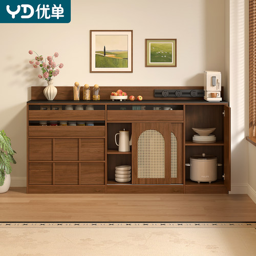 实木新型餐边柜子储物柜靠墙一体