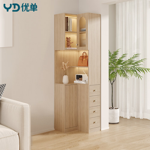 客厅转角柜靠墙拐角置物架收纳一体定制卧室墙角柜落地边柜F