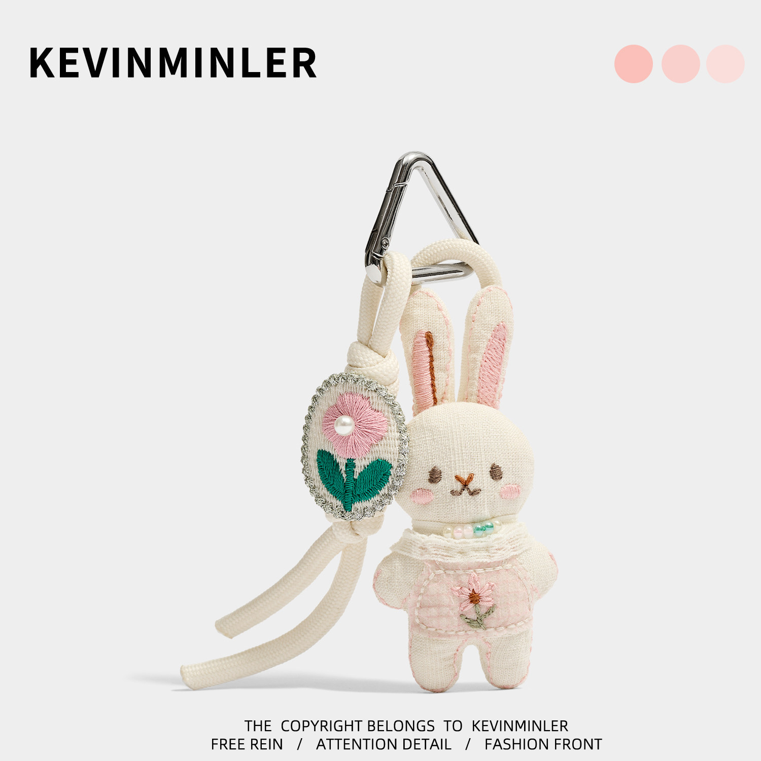 KEVINMINLER原创可爱粉色爱心小兔包挂件毛绒钥匙扣挂饰潮玩配饰