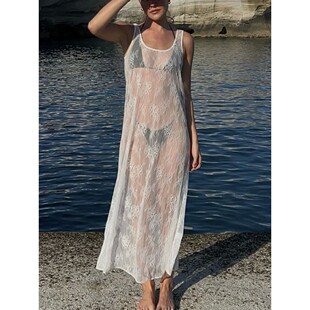 Hollow lace solid color dress forwomen女士镂空蕾丝纯色连衣裙