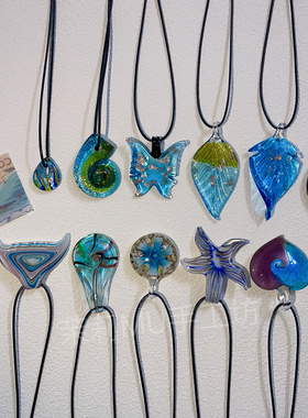 孤品！琉璃吊坠项链夏天国风复古项链手工古风项链女新款锁骨链