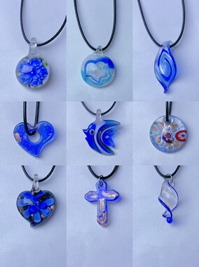 Y6孤品蓝色幻境 原创手作琉璃项链吊坠艺术品风格ins风高级感项链