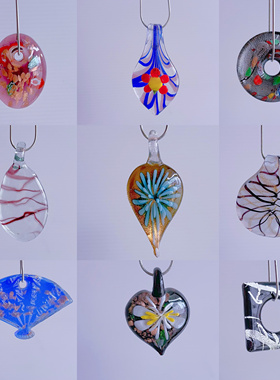 (双链 )B8 项链女配饰长款 琉璃项链 琉璃吊坠 彩色项链复古小众