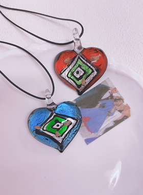 meiyao同款蓝色大爱心琉璃银河细闪y2k海边穿搭璎珞项链波西米亚