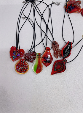 原创工艺品项链吊坠琉璃项链女款项链锁骨链颈链女夏天衣服配饰