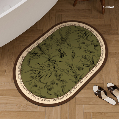 美式复古绿色浴室地垫加厚