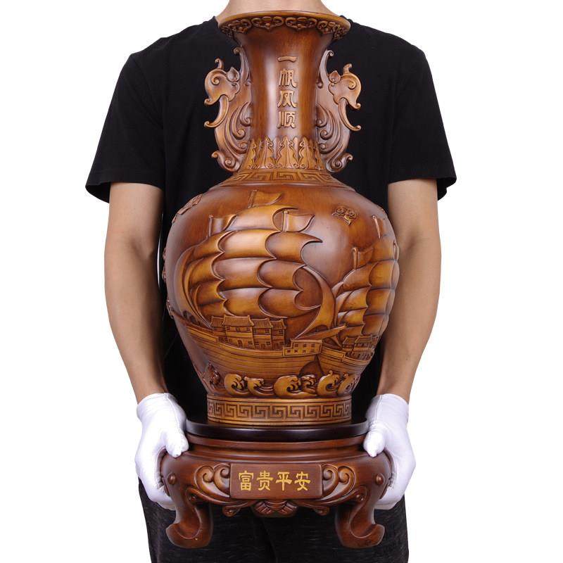 中式一帆风顺花瓶摆件一对客厅电视柜两边玄关摆设乔迁家居饰礼品