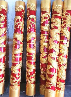 东阳木雕实木空心圆柱定制中式彷古寺庙包柱半圆实心原木手工雕刻