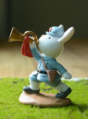 创意可爱兔子兵摆件装饰品办公室房间卡通公仔送男生朋友生日礼物