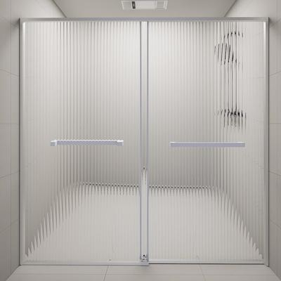 淋浴房一字型移门缓冲推拉卫生间干湿分离玻璃隔断浴室洗澡无障碍