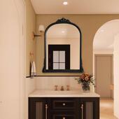 客厅壁炉玄关轻奢装 法式 复古雕花化妆镜欧式 饰镜宫廷风智能浴室镜