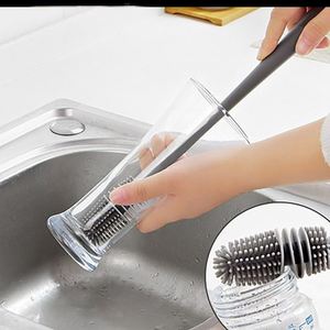 H杯刷长柄瓶刷360度旋转清洁洗水杯奶瓶玻璃杯硅胶刷子厨房小工具