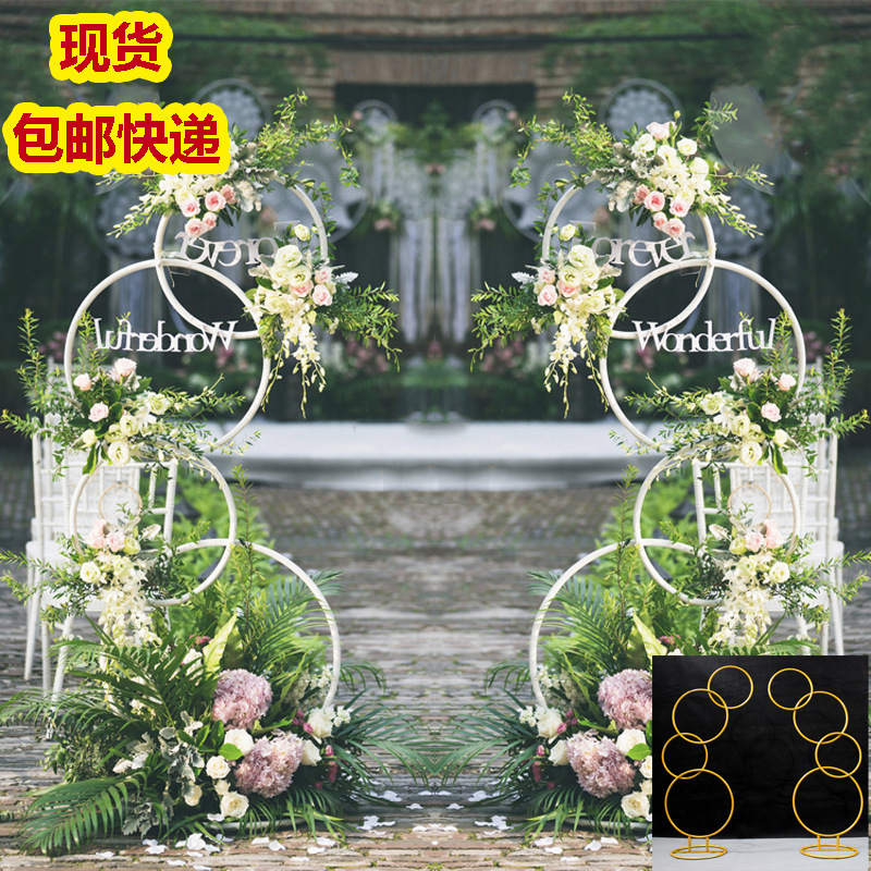 新款婚庆道具背景圆环拱门路引婚礼铁艺花艺圆环圆圈吊顶圆环