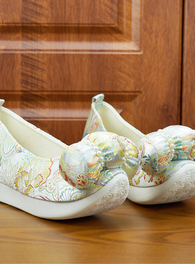 登云履增高古风汉服鞋子女厚底翘头履软底云头履唐制小枕头云履鞋