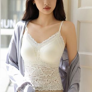 吊带4115 法式 柔美通勤外穿显瘦女士美背蕾丝中长款