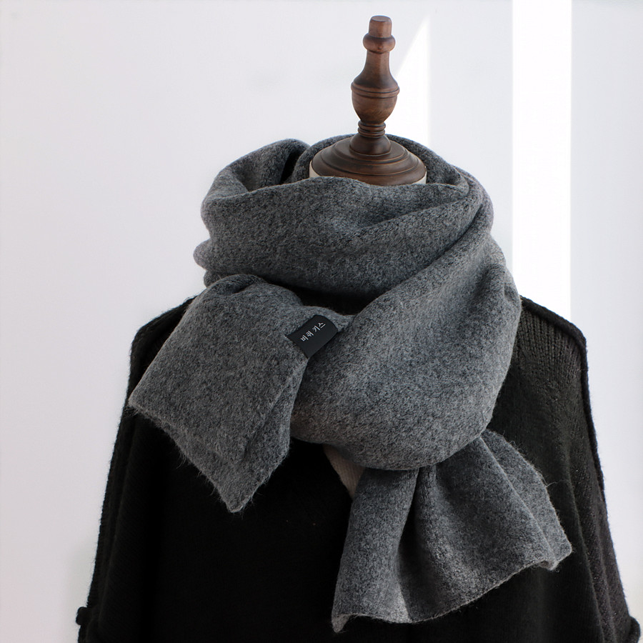 日系纯色围巾针织黑色毛线保暖围脖2025新款冬季加厚男女学生情侣