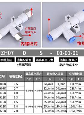 ZH05DS07DL10管式13负压15/18/20真空发生器06-08-10-12-16-01-02