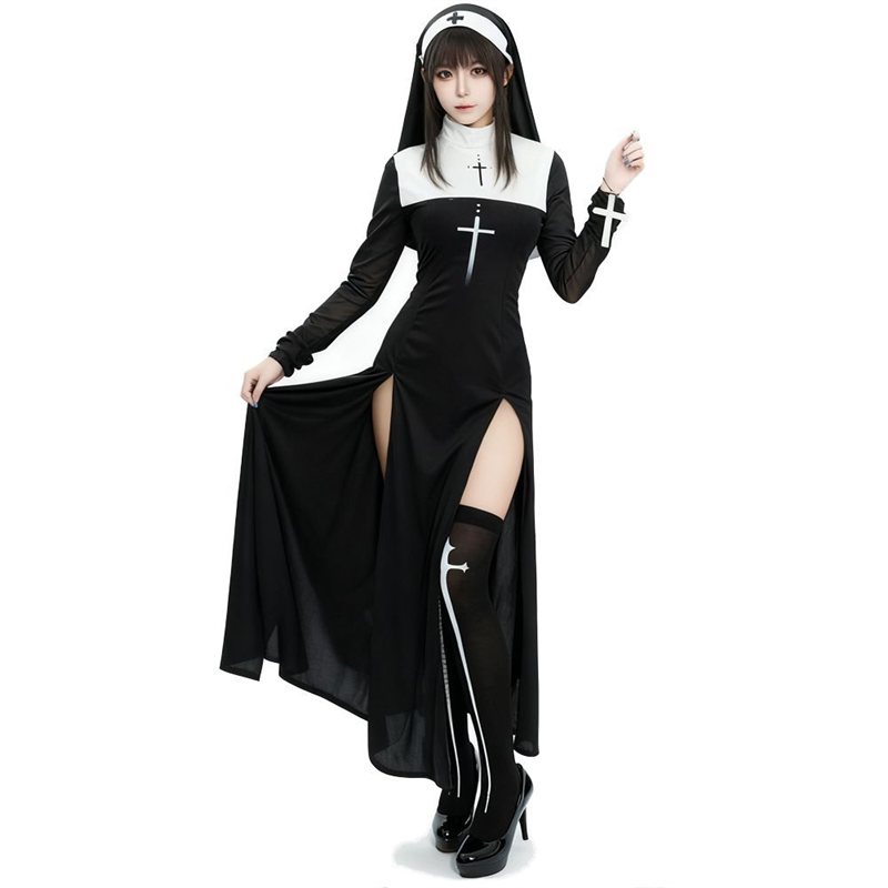 万圣节成人服装性感修女服Nun狂欢节cosplay表演服装角色扮演全套