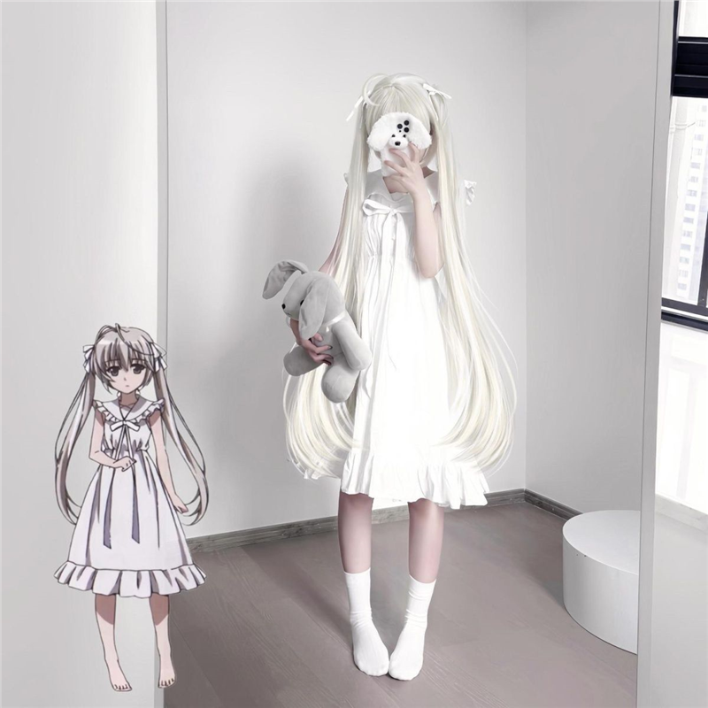 缘之空春日野穹cos白色常服连衣裙二次元cosplay动漫幼年穹妹现货