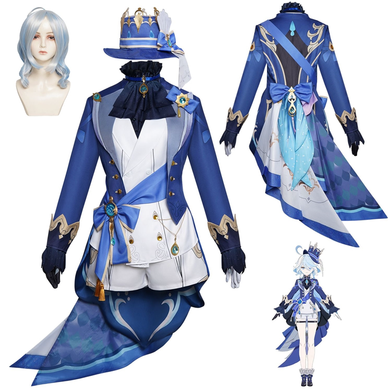 原神芙宁娜cos服枫丹黑水神荒属性芙卡洛斯cosplay舞台表演服黑色
