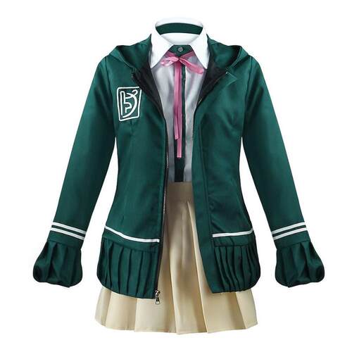 弹丸论破2七海千秋动漫女装墨绿连帽cosplay服装 jk制服cos服全套