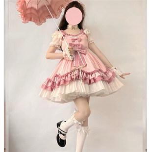 粉色可愛lolita花嫁溫柔洋裝 洛麗塔軟妹大小姐公主風(fēng)公主裙