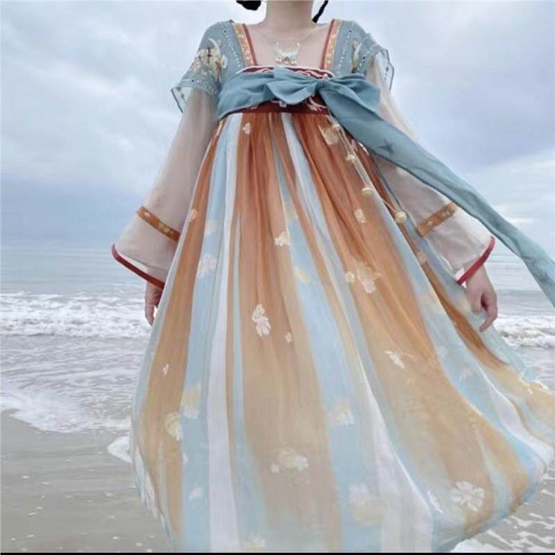 余瑶遇见神鹿王者联名长袖连衣裙cos中国风汉服女日常襦裙夏裙子