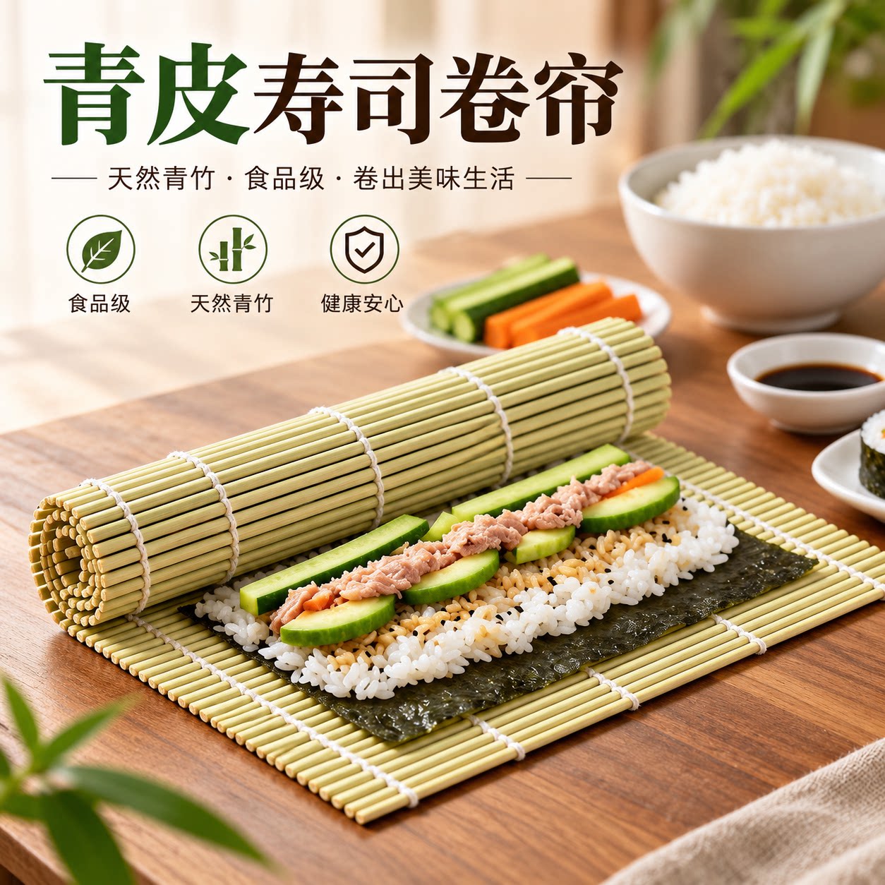 寿司卷帘海苔专用竹卷帘商用食品级材料制作肉松饭团紫菜包饭工具