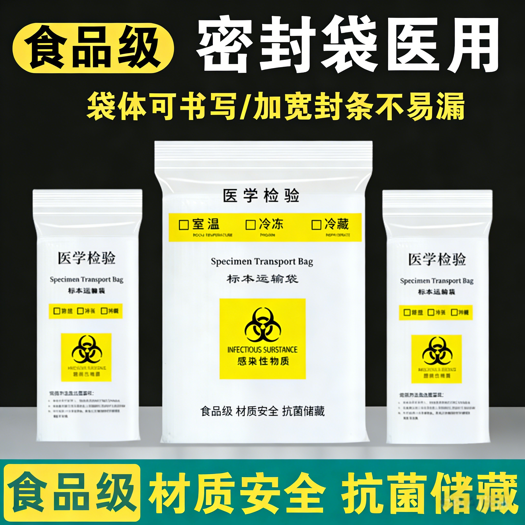 密封袋医用食品级密封款保鲜袋家用医用送检医学检验标本自封袋