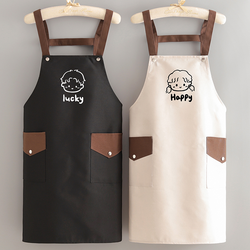 简约家用厨房做饭围裙餐饮专用定制logoJ印字工作服女防污耐脏围