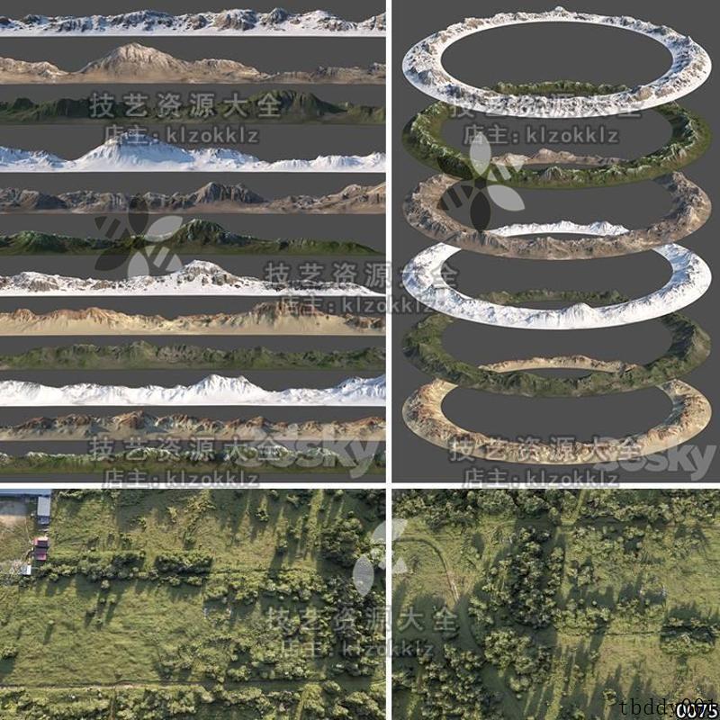 3dmax山脉背景3d模型unity鸟瞰场景树林环境maya/c4d/ue4/ble