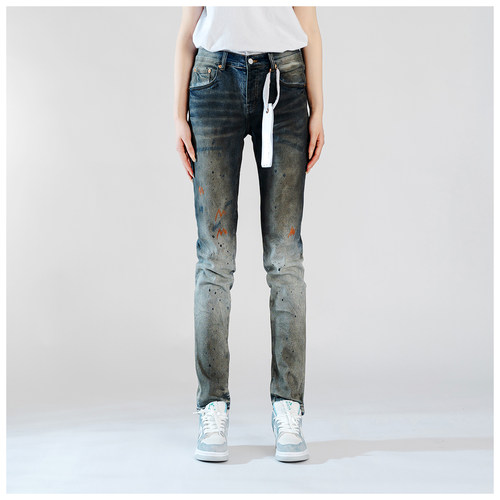 PUR jeans牛仔裤男修身显瘦欧美式高街泼墨晕染款潮牌修身小脚裤