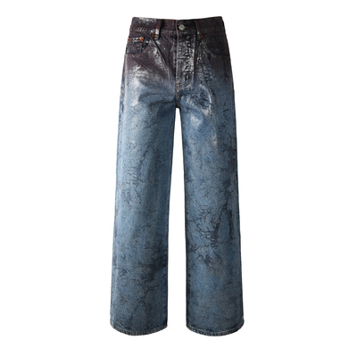 PUR jeans牛仔裤男宽松直筒裤欧美式高街水洗烫金泼墨潮牌阔腿裤