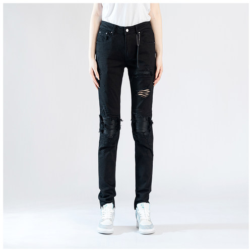 AMR Skinny Ripped Jeans 牛仔裤男美式高街破洞堆积修身小脚裤