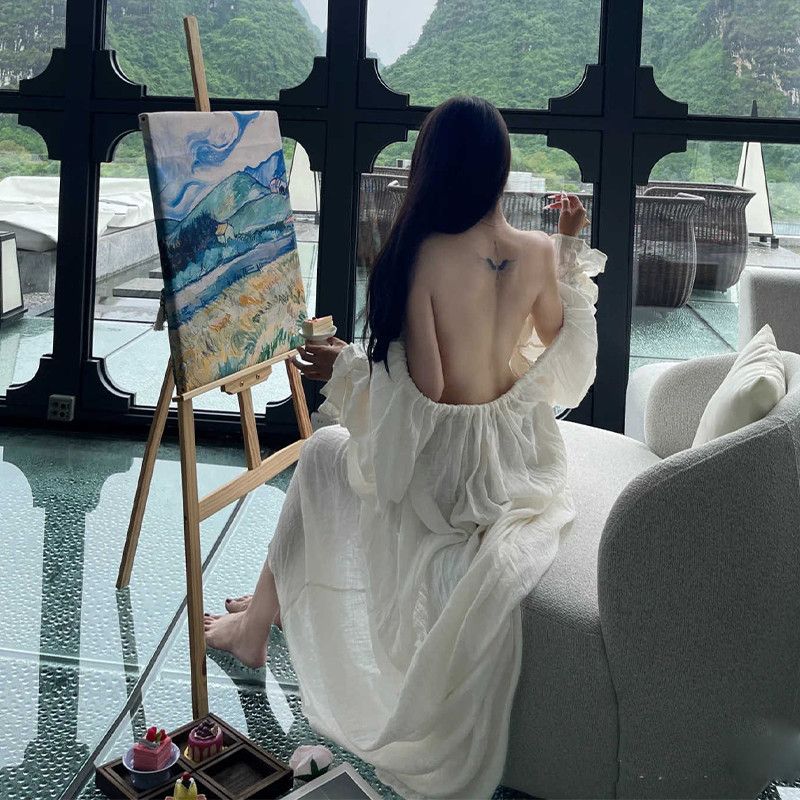 法式影楼白月光抽绳系带