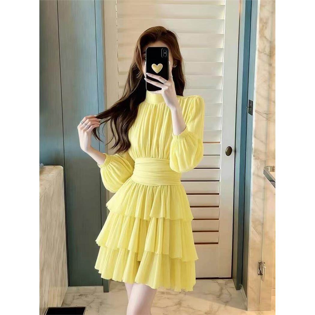 黄色连衣裙女春夏多巴胺