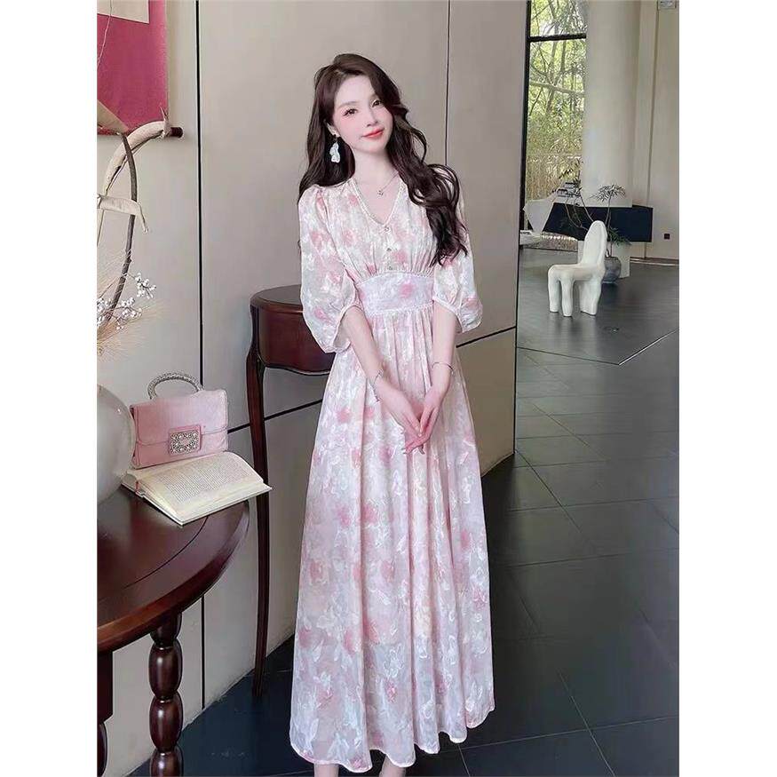 苏陌法式裙子女款爆款2025新款高级感碎花连衣裙出游服装女