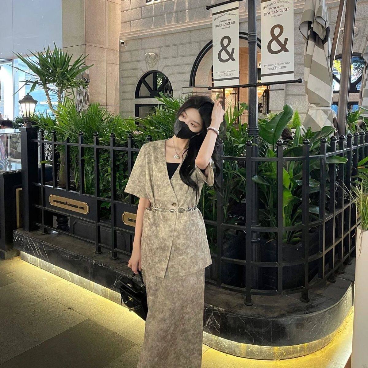 中式气质国风高级V领短袖
